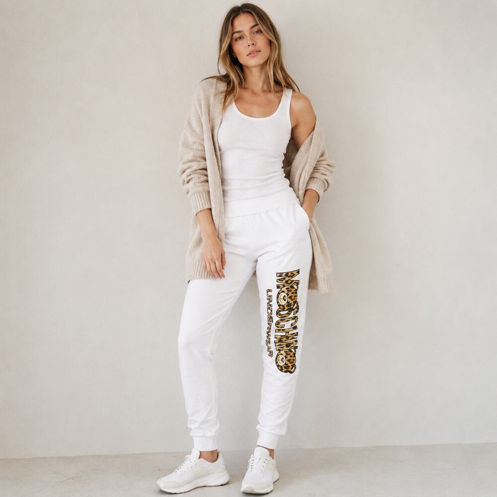 Moschino Underwear Pants Womens XL White Logo Print Cotton Ankle Sweatpants NWT - Picture 11 of 11